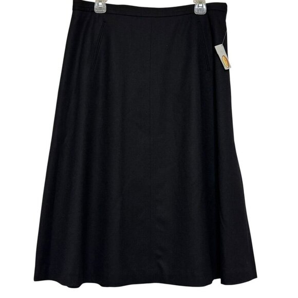 NWT Talbots Vintage 90s Black Wool Stretch A-Line Skirt Women's Size 14 Petite - Picture 1 of 11